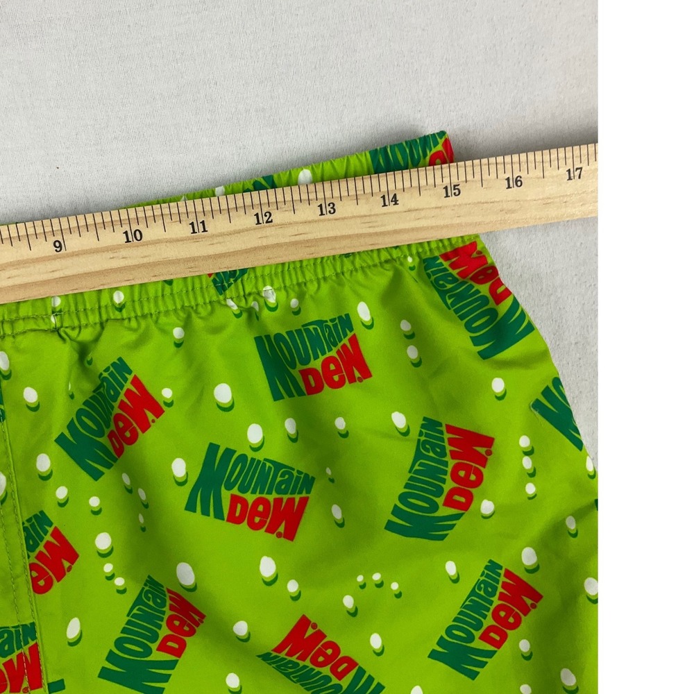 Mountain Dew Mens Swim Trunks Small Green Retro‎ Logo All Over Print New NWT - Picture 5 of 8